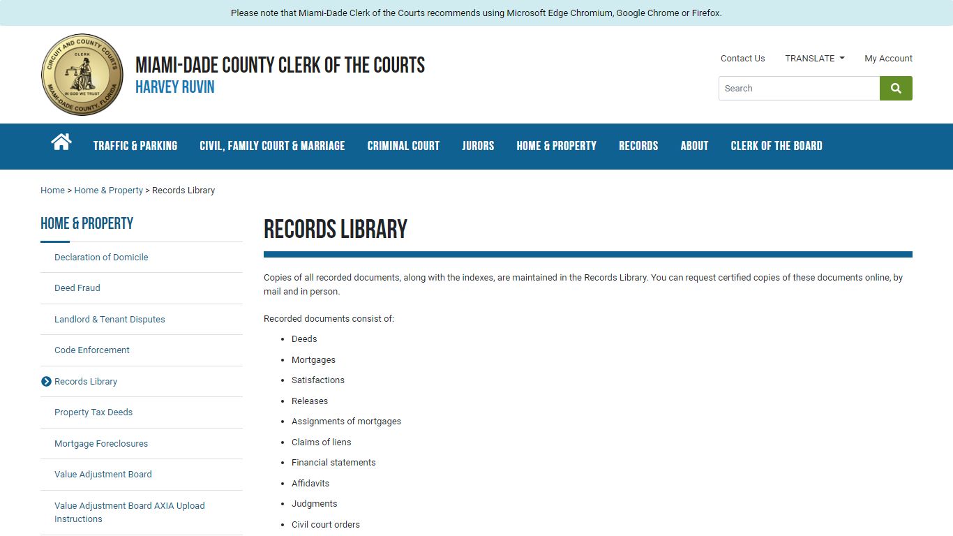 Records Library - Miami-Dade County